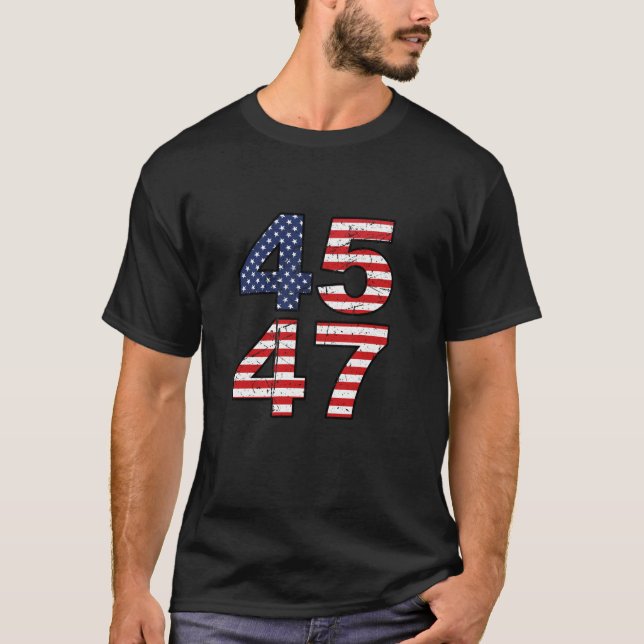 Camiseta O Presidente Donald Trump 2024 45 e 47 45º 47º EUA (Frente)