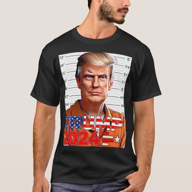 Camiseta O Presidente Donald Trump Mugshot Foto Bloqueia-O  (Frente)