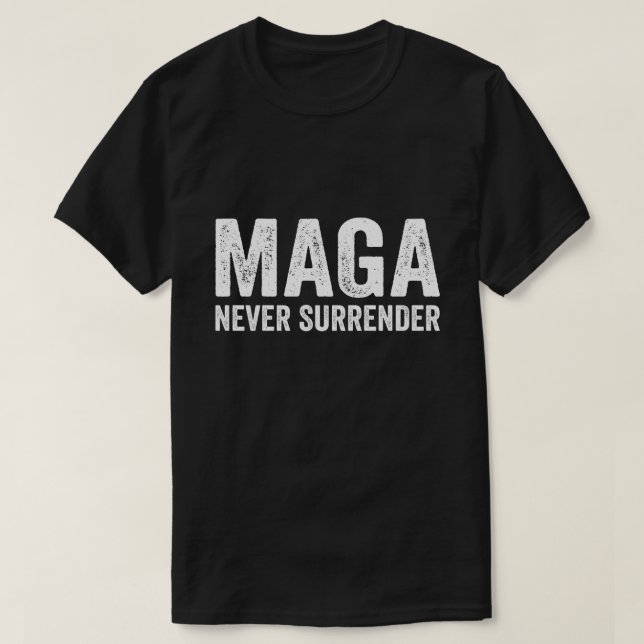 Camiseta O presidente ENGRAÇADO Trump MAGA nunca nos rende (Frente do Design)