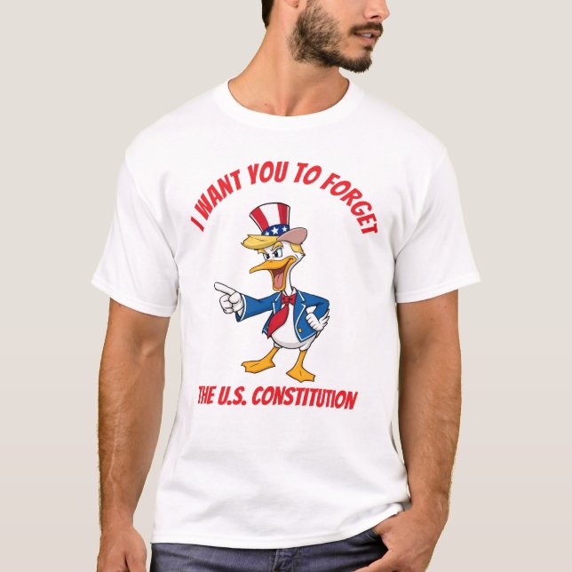 Camiseta O Presidente Quack Trump e a Constituição dos EUA (Frente)