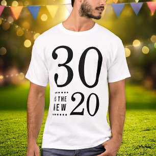 Camiseta O preto 30 do aniversário de 30 anos é os 20 novos