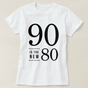 Camiseta o preto 90 do aniversário do 90 é os 80 novos