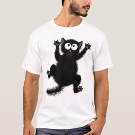 Camiseta O preto bonito engraçado Scared o gato dos