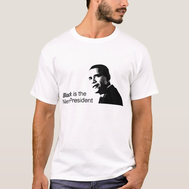 Camiseta O preto é o presidente novo Obama T-shirt (Frente)