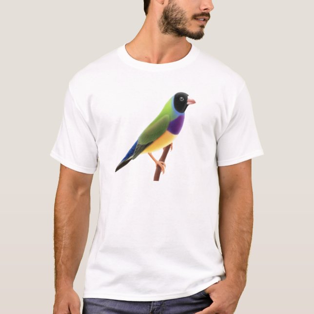 Camiseta O preto enfrentou o passarinho de Gouldian (Frente)