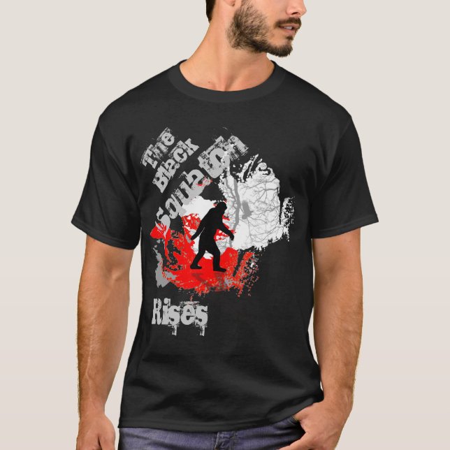 Camiseta O preto Squatch se levanta (Frente)