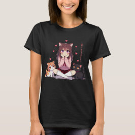 Camiseta O primeiro amor da garota de anime japonesa