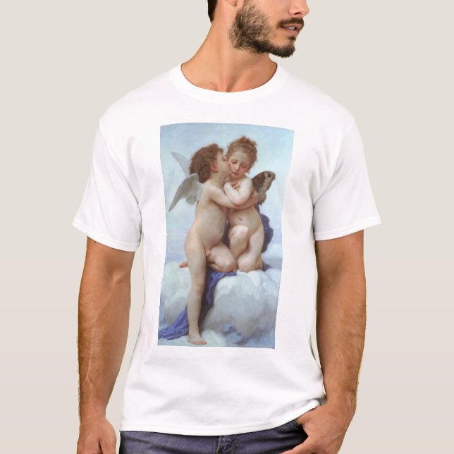 Camiseta O primeiro beijo, amor e psyche, Bouguereau (Frente)