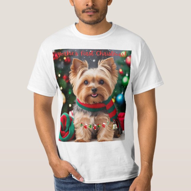 Camiseta O Primeiro Natal do Yorkie! (Frente)