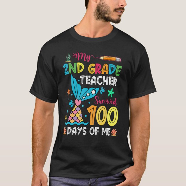 Camiseta O Professor De segundo De Cauda Sobreviveu A 100 D (Frente)