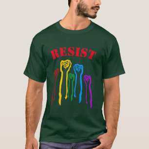 Camiseta O protesto do orgulho gay dos punhos do arco-íris