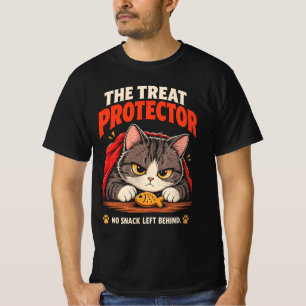 Camiseta O Protetor de Petisco Gato Guardião Engraçado Aman