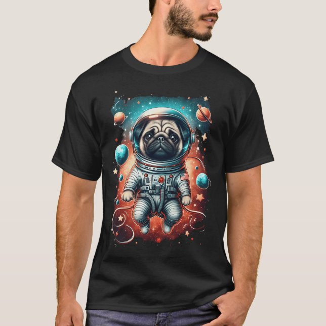 Camiseta O Pug que Conquistou a Lua (Frente)