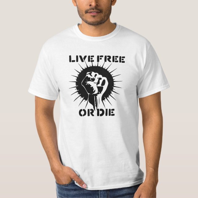 Camiseta O punho aumentado - livre vivo ou morre (Frente)
