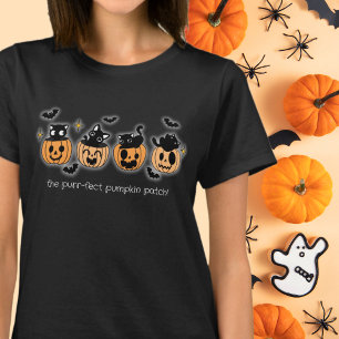 Camiseta O Purr-fect Pumpkin Patch Black Cats e Pumpkin