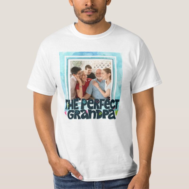 Camiseta O Quadro Azul Personalizado Do Avô Perfeito (Frente)