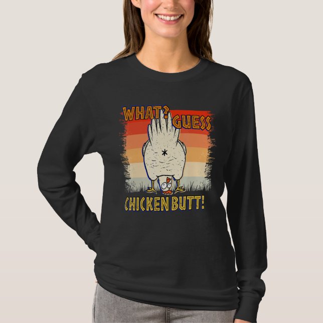 Camiseta O que acha de frango Bumbum de galinha (Frente)