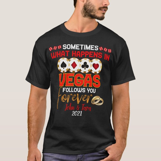 Camiseta O que acontece no Casal Casado do Aniversário de V (Frente)