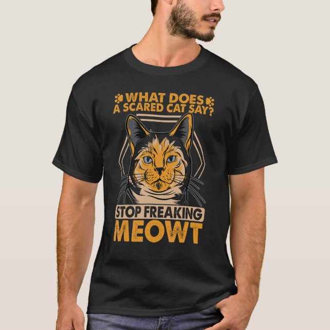 Camiseta O Que Diz Um Gato Assustado (Frente)