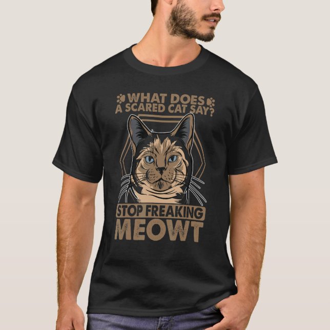 Camiseta O Que Diz Um Gato Assustado  1 (Frente)