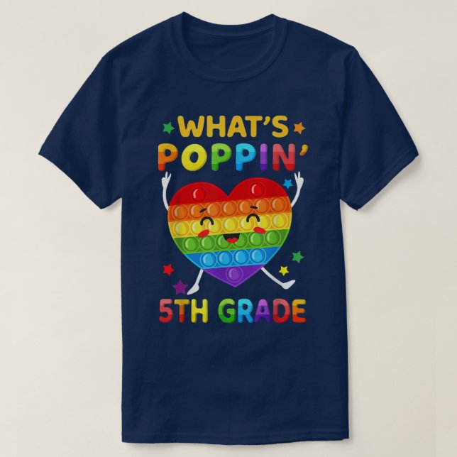 Camiseta O que é Poppin 5 de volta à Pop escolar? (Frente do Design)