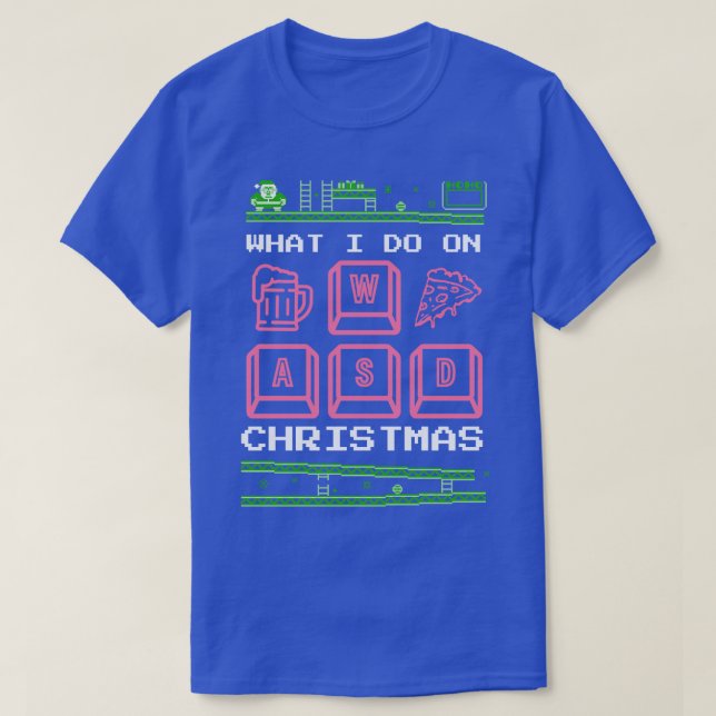 Camiseta O Que Eu Faço Nos Jogos De Natal Spielen Pizza Bie (Frente do Design)