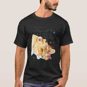 Camiseta O Que Faz De Você Um Leão Diferente Mãe Autismo Cr