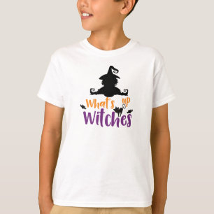 Camiseta O que há, bruxa, gato, morcegos, Dia das Bruxas