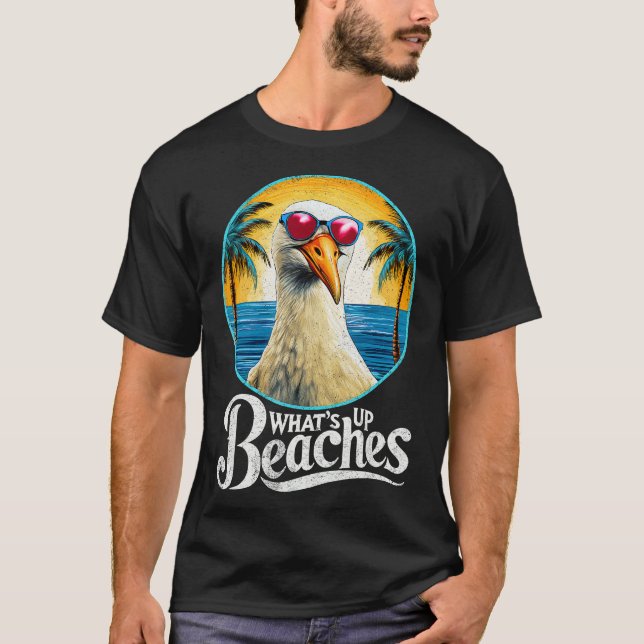Camiseta O que há praias de gaivota Óculos de sol Engraçada (Frente)
