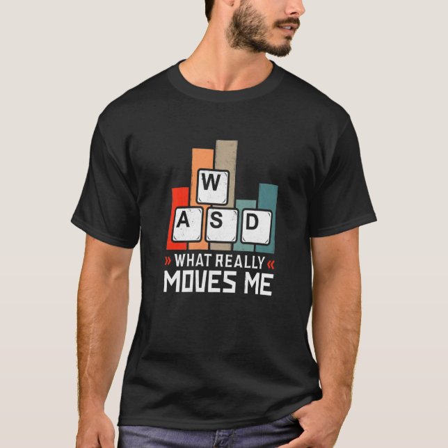 Camiseta O Que Me Move Para O Teclado De Jogos Wasd Retro P (Frente)