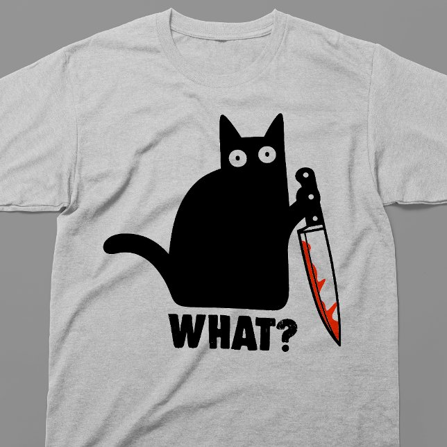 Camiseta O Que Meme de Faca de Gato Preto (Criador carregado)