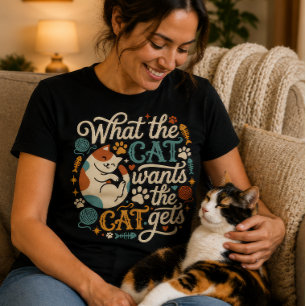 Camiseta O Que o Gato Quer o Gato Consegue Gato Divertido A