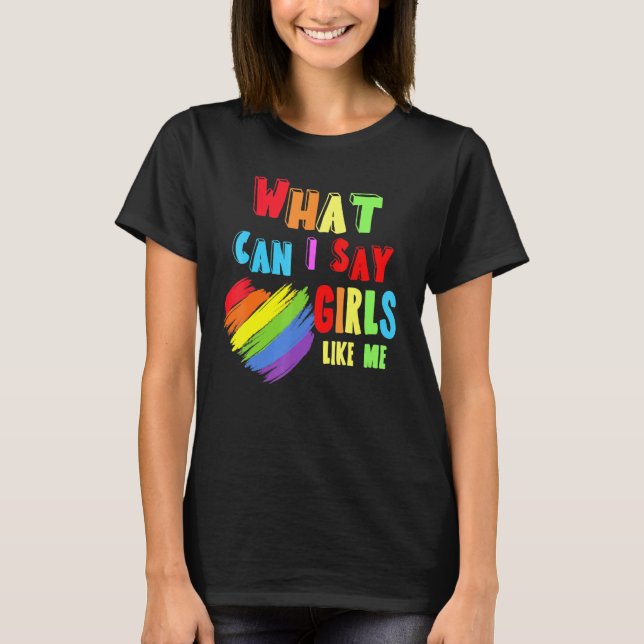 Camiseta O Que Posso Dizer Meninas Como Eu, Rainbow Heart L (Frente)