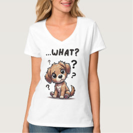 Camiseta "...o quê?" Puppy com cartoon confundida