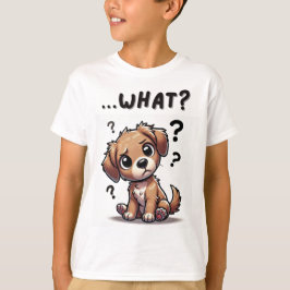 Camiseta "...o quê?" Puppy com cartoon confundida