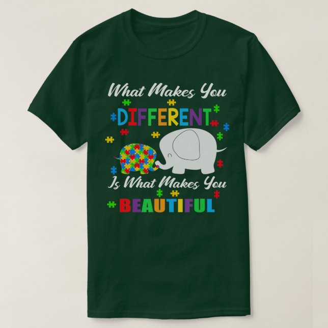 Camiseta O Que Te Faz Diferente Autismo Elefante Infantil M (Frente do Design)