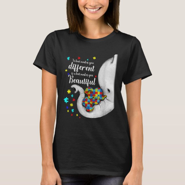 Camiseta O Que Te Faz Diferente Elefante Mãe Autismo (Frente)