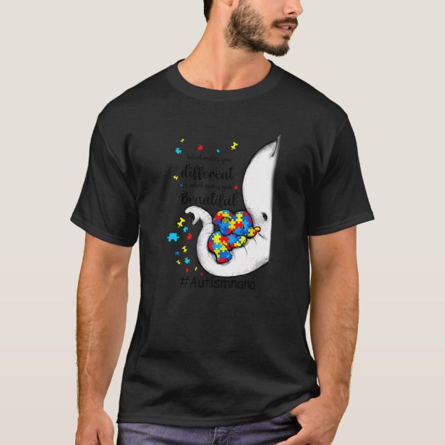 Camiseta O Que Te Faz Diferente Elefante Nana Autism Awar (Frente)