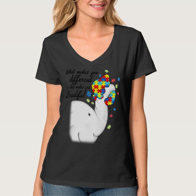 Camiseta O Que Te Faz Diferente Filha Autista De Elefante (Frente)