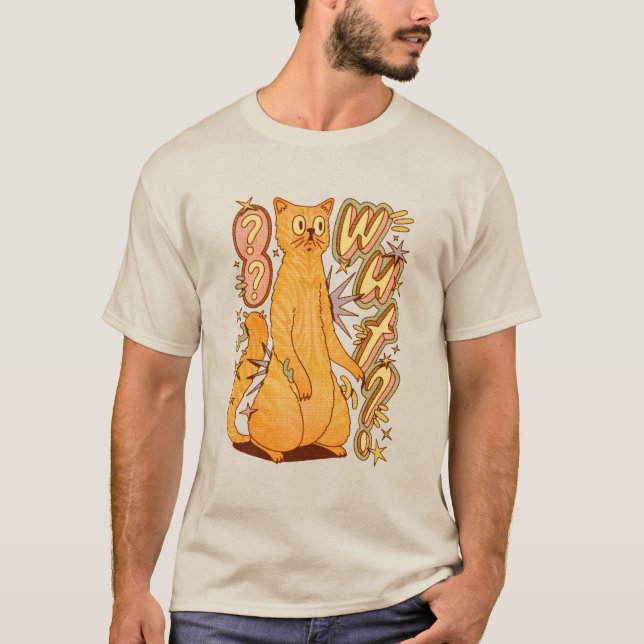 Camiseta O quê? / Uma Ilustração De Gato Laranja (Frente)