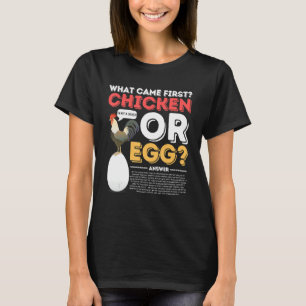 Camiseta O que veio primeiro frango ou fantasia de ovo