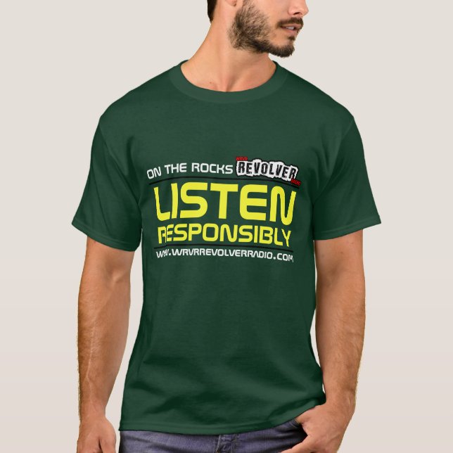Camiseta O rádio do revólver de OTR ESCUTA RESPONSÀVEL (Frente)