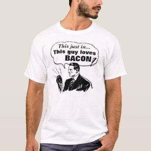 Camiseta O rádio do vintage, esta cara ama o bacon