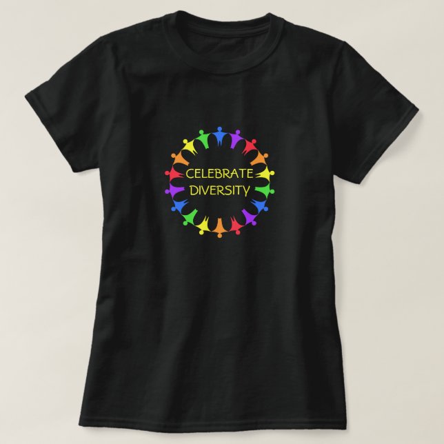 Camiseta O Rainbow Pessoas celebra a diversidade (Frente do Design)