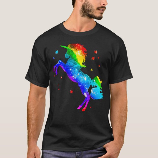 Camiseta O Rainbow Unicorn Stars Galaxy Style Space (Frente)