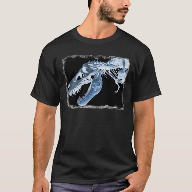 Camiseta O raio X azul & preto de T-Rex desossa a foto (Frente)