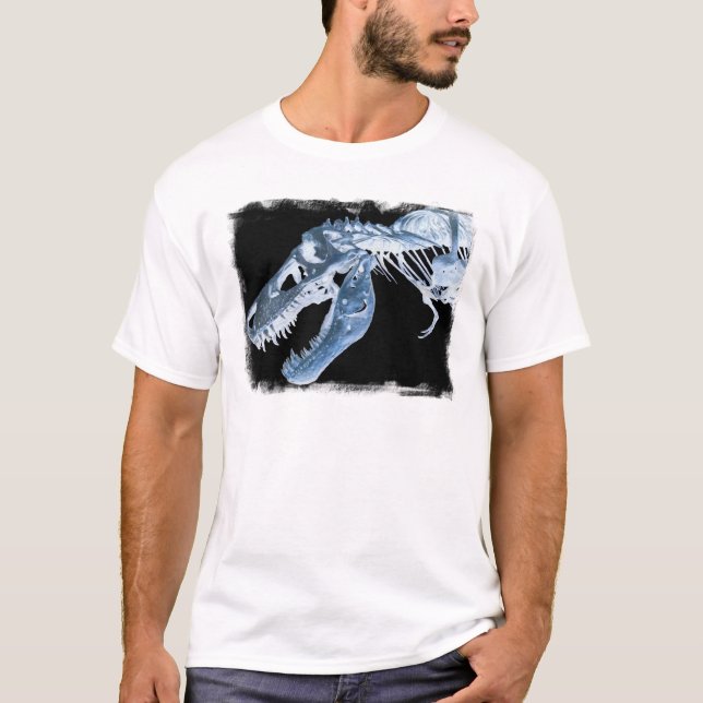 Camiseta O raio X azul & preto de T-Rex desossa a foto (Frente)