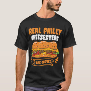 Camiseta O Real Philly Cheesesteak tem curvas de Queijos Fi