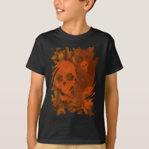 Camiseta O redemoinho alaranjado dos espectros do crânio