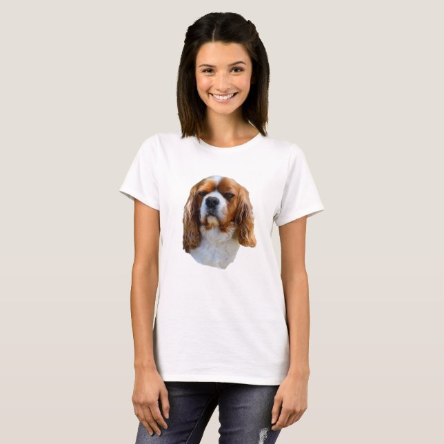 Camiseta O Rei Charles Cavalier Spaniel Dog Face, (Frente Completa)